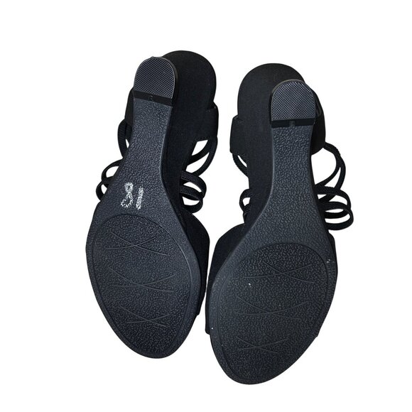 Impo Black Strappy Wedge Sandals WOMEN'S 6M Open Toe Faux Suede Upper  IMPO-6 - Picture 6 of 8